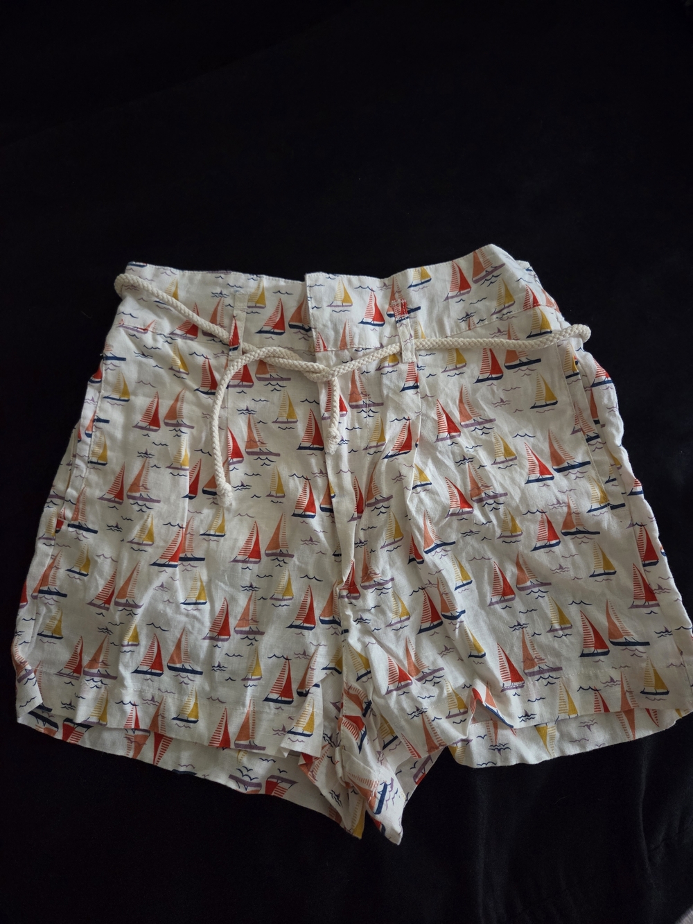 Cynthia Rowley White Shorts with Red and Yellow Sailboat Print